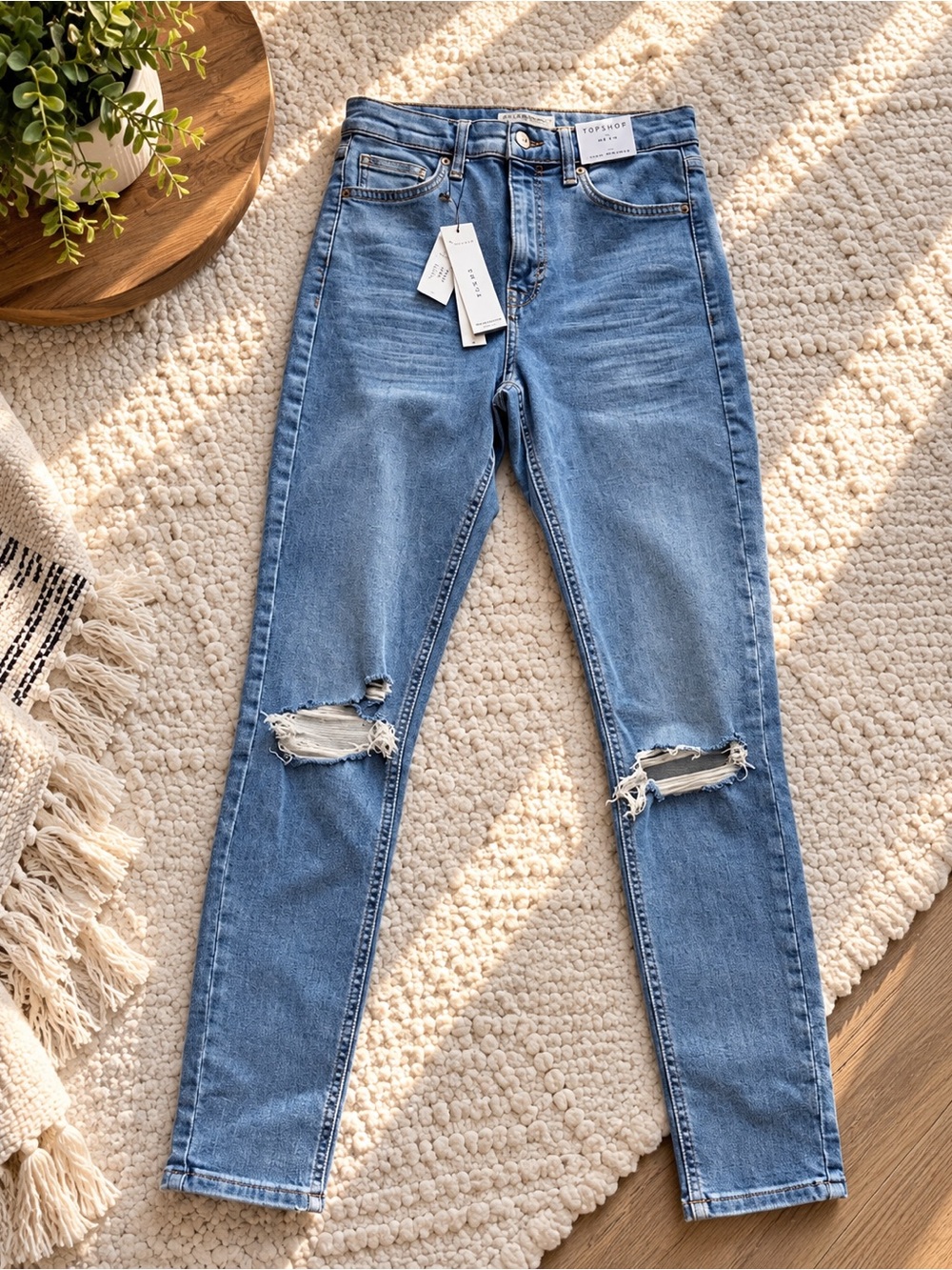 NWT Topshop Jamie Distressed Ripped Skinny Jeans W28 L32 US 6